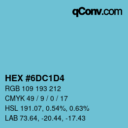 颜色代码: HEX #6DC1D4 | qconv.com