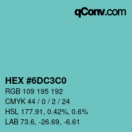 Color code: HEX #6DC3C0 | qconv.com