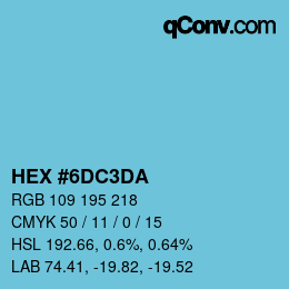 Color code: HEX #6DC3DA | qconv.com
