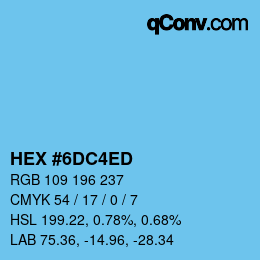 カラーコード: HEX #6DC4ED | qconv.com