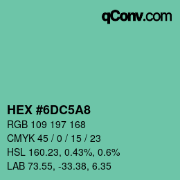 颜色代码: HEX #6DC5A8 | qconv.com