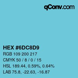 カラーコード: HEX #6DC8D9 | qconv.com