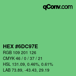 Color code: HEX #6DC97E | qconv.com