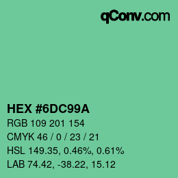 Farbcode: HEX #6DC99A | qconv.com