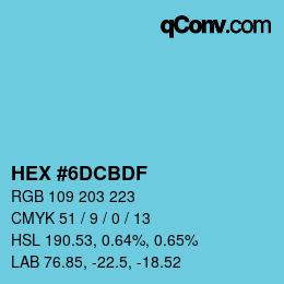 Color code: HEX #6DCBDF | qconv.com