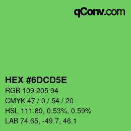 カラーコード: HEX #6DCD5E | qconv.com