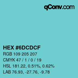 Color code: HEX #6DCDCF | qconv.com
