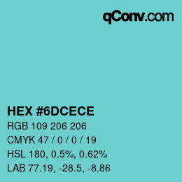 Color code: HEX #6DCECE | qconv.com