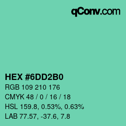 カラーコード: HEX #6DD2B0 | qconv.com