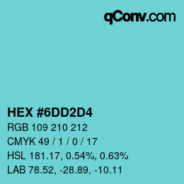 カラーコード: HEX #6DD2D4 | qconv.com