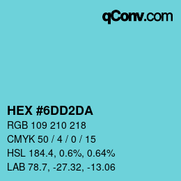 Color code: HEX #6DD2DA | qconv.com