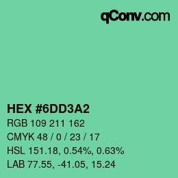 カラーコード: HEX #6DD3A2 | qconv.com