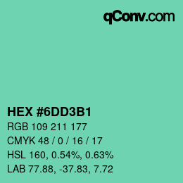 Color code: HEX #6DD3B1 | qconv.com