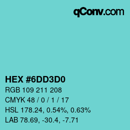 Color code: HEX #6DD3D0 | qconv.com