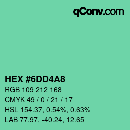 カラーコード: HEX #6DD4A8 | qconv.com