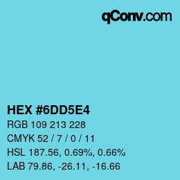 カラーコード: HEX #6DD5E4 | qconv.com