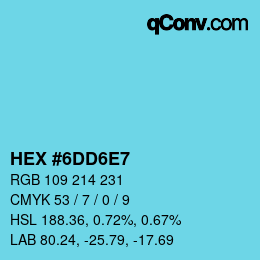 カラーコード: HEX #6DD6E7 | qconv.com