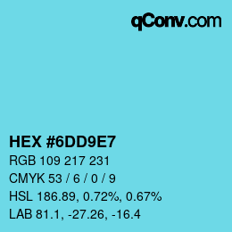 颜色代码: HEX #6DD9E7 | qconv.com