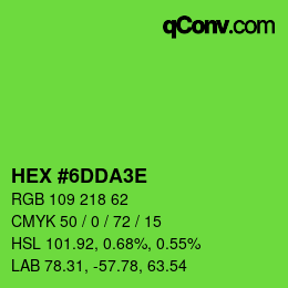 カラーコード: HEX #6DDA3E | qconv.com