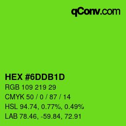 カラーコード: HEX #6DDB1D | qconv.com