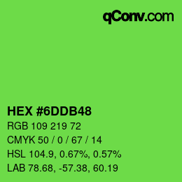 颜色代码: HEX #6DDB48 | qconv.com