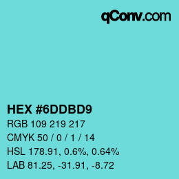 Color code: HEX #6DDBD9 | qconv.com