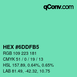 Color code: HEX #6DDFB5 | qconv.com