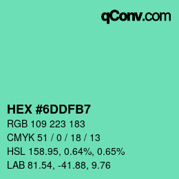 Color code: HEX #6DDFB7 | qconv.com