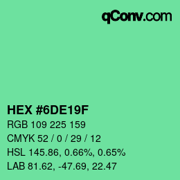 Farbcode: HEX #6DE19F | qconv.com