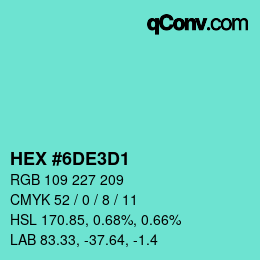 颜色代码: HEX #6DE3D1 | qconv.com