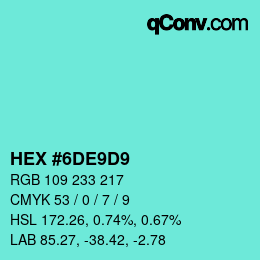 颜色代码: HEX #6DE9D9 | qconv.com