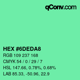 カラーコード: HEX #6DEDA8 | qconv.com