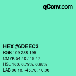 Color code: HEX #6DEEC3 | qconv.com