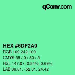 Color code: HEX #6DF2A9 | qconv.com