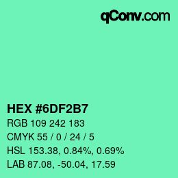 カラーコード: HEX #6DF2B7 | qconv.com