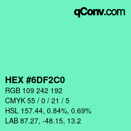 Color code: HEX #6DF2C0 | qconv.com