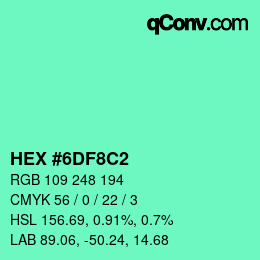 Color code: HEX #6DF8C2 | qconv.com