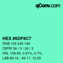 Color code: HEX #6DF8C7 | qconv.com