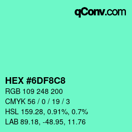 Color code: HEX #6DF8C8 | qconv.com