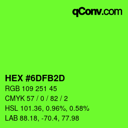 颜色代码: HEX #6DFB2D | qconv.com