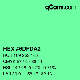 颜色代码: HEX #6DFDA2 | qconv.com