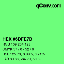 カラーコード: HEX #6DFE7B | qconv.com