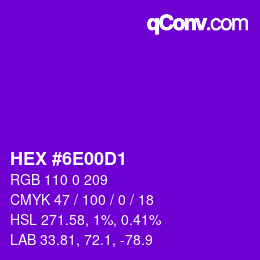Code couleur: HEX #6E00D1 | qconv.com