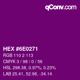 カラーコード: HEX #6E0271 | qconv.com