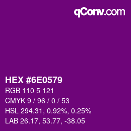 カラーコード: HEX #6E0579 | qconv.com