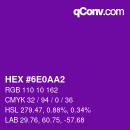 Color code: HEX #6E0AA2 | qconv.com