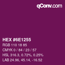 颜色代码: HEX #6E1255 | qconv.com