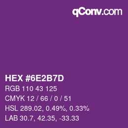 颜色代码: HEX #6E2B7D | qconv.com