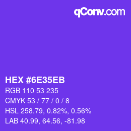 Color code: HEX #6E35EB | qconv.com