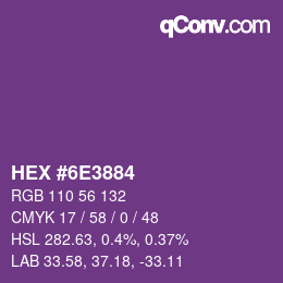 颜色代码: HEX #6E3884 | qconv.com